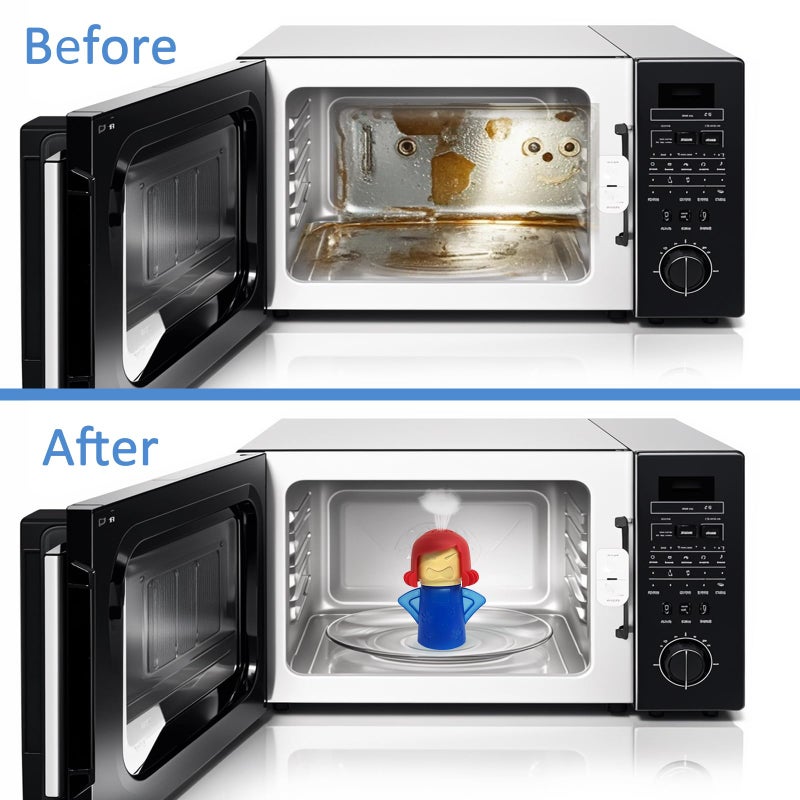 NGT new guide steps Microwave Cleaner Microwave Oven Cleaner High Temperature Steam Cleaning Equipment Tool Fridge Deodorized Easily Crud Steam Cleans Add Vinegar and Water Angry Mama (Blue) - Image 4